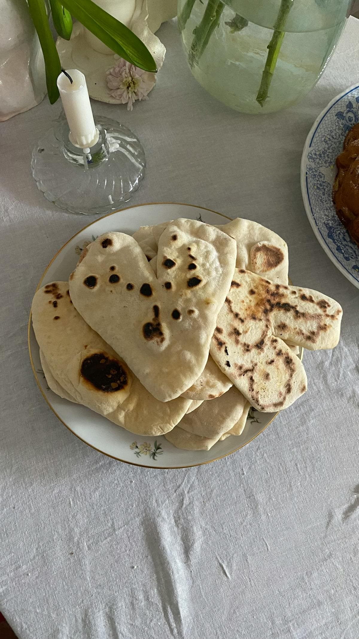 Fresh naan bread close-up