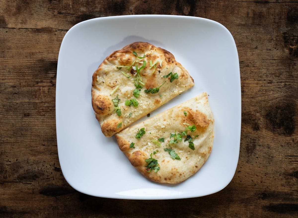 Garlic naan served fresh